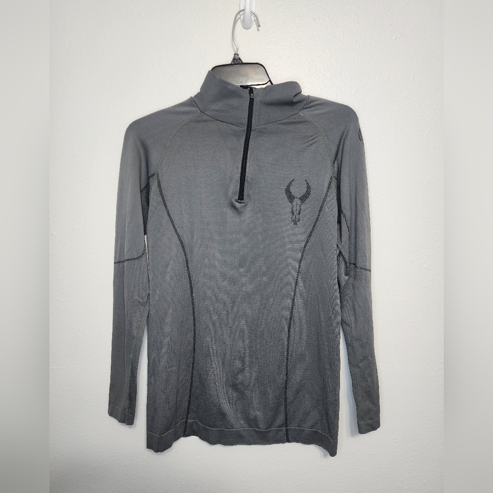 Badlands Ovis 1/4 Zip Men's Medium base Layer Hunting Pullover Long Sleeve Gray